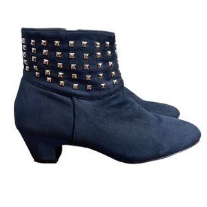 ANGEL STEPS STUDDED NAVY BLUE WOMENS ANKLE BOOTS